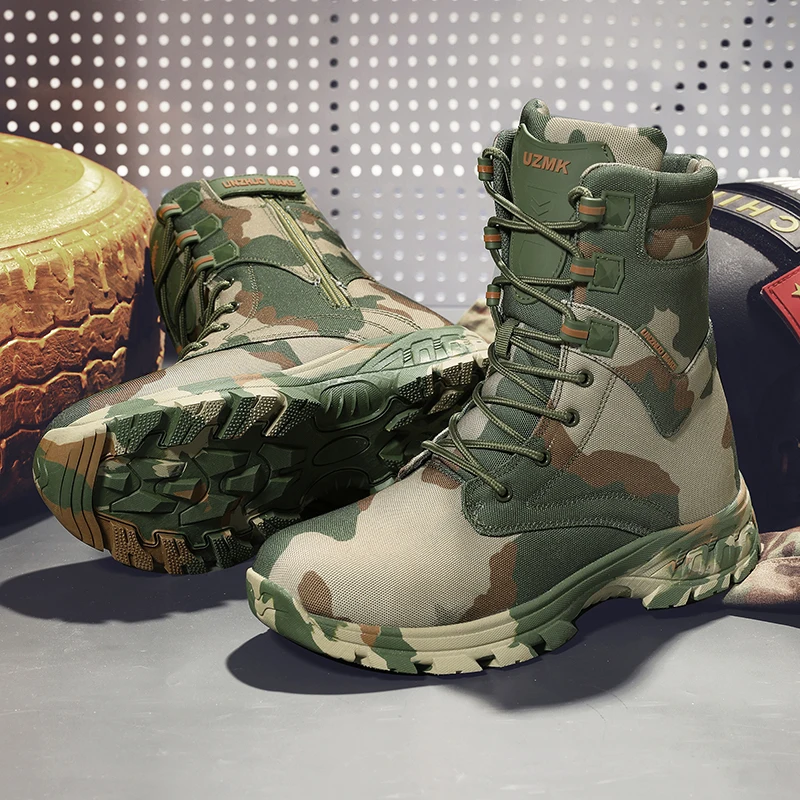 Men's Camouflage Tactical Boots Men's Desert Waterproof Work Safety Shoes Mountaineering Shoe Ankle Boots Outdoor Hiking shoes