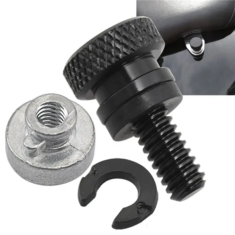 Exclusive 2 Set 1/4In Black Rear Fender Passenger Seat Bolt Tab Screw Nut For Sportster XL 883 1200 Fatboy Road King Softail