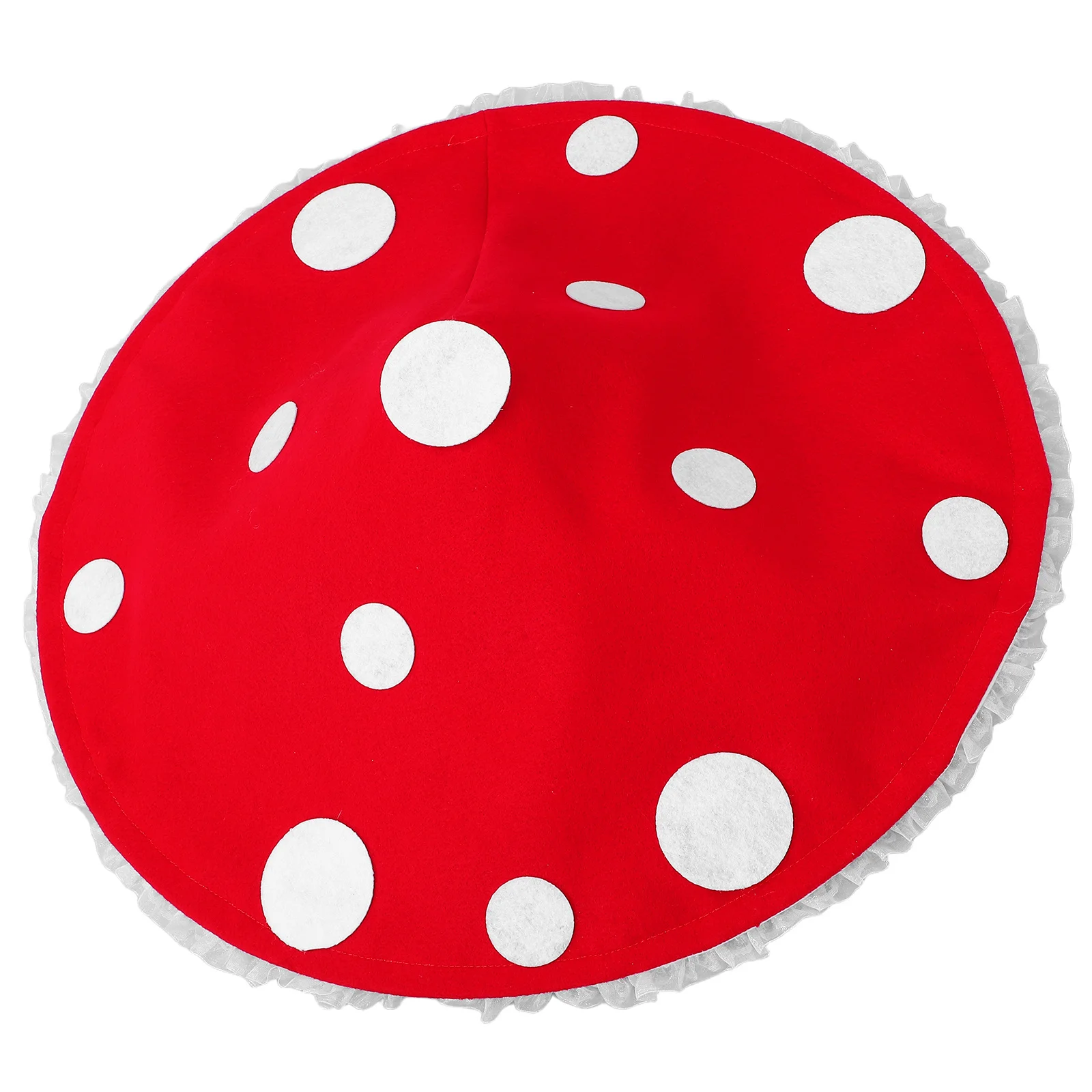 

Hat: Red Spotted Mushroom Costume With Lace Trim For Halloween Party Cosplay Festival Novelty Mushroom Accessory