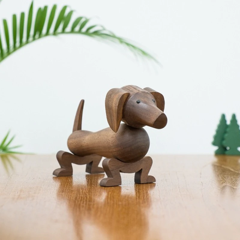 

Walnut Dachshund Wooden Puppy Ornament Birthday Gift Simple High-end Ornament