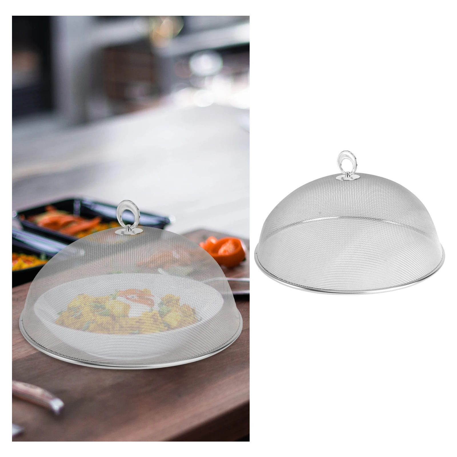 

1pc Stainless Steel Food Cover Tent for Outdoor Barbecue Camping Picnic Foldable Mesh Protector Round Food Umbrella Cover Space