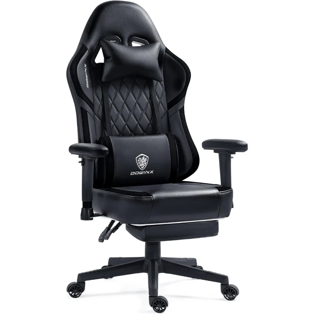 Gaming Chair with Pocket Spring Cushion, Massage Gamer Chair Pu Leather with Lumbar Support