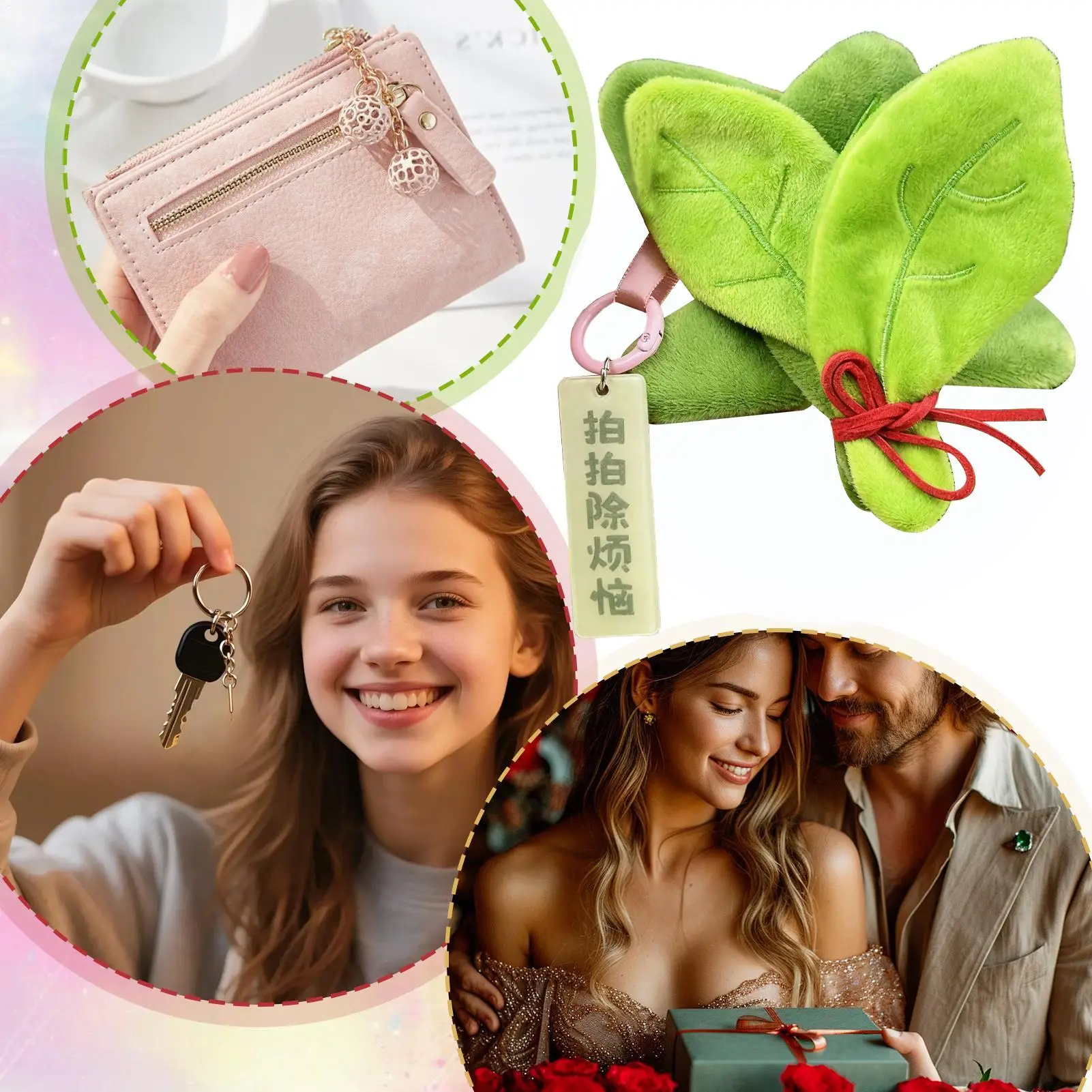 LLavero de peluche auspicioso relleno coleccionable hoja de Pomelo llavero de felpa encanto para novia mujeres niñas niños viajes desplazamientos