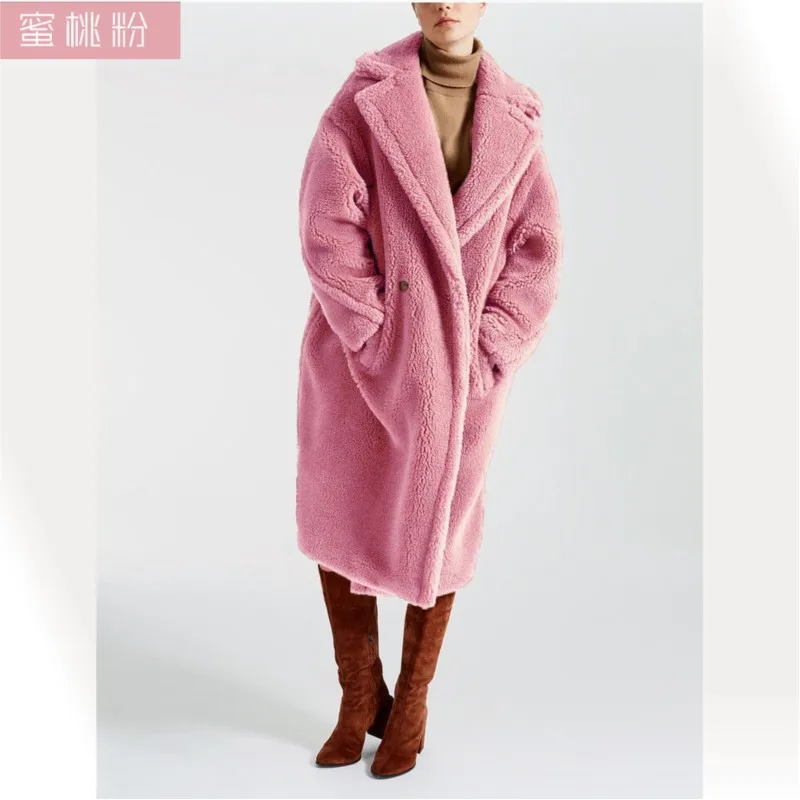 A loose mixed fur coat for women medium-length shear-cut with thickened