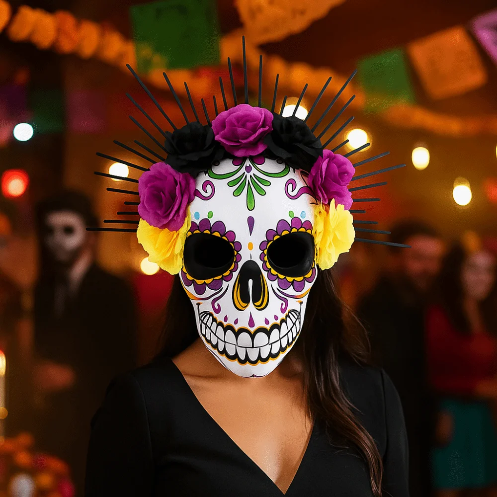 Fancy Halloween Mexican Day of The Dead Mask Full Mask EVA Halloween Party Mask Eye Mask Three-dimensional Skull Mask Gift