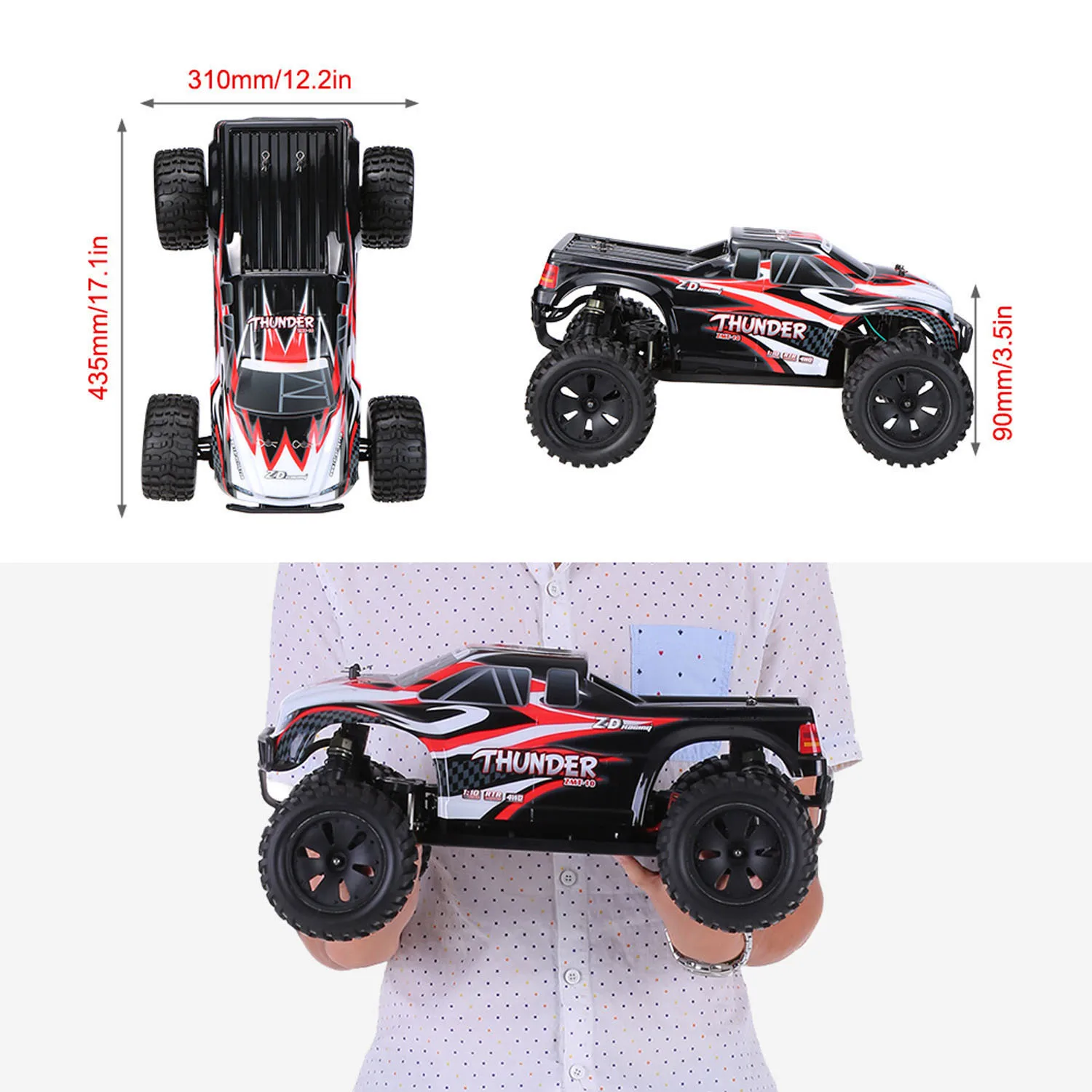 

ZD Racing 9106 1/10 Remote Control Off Road Car Electric 4WD RC Monster Truck 10427-S Splash Proof 45A ESC 3650 Brushless Motor
