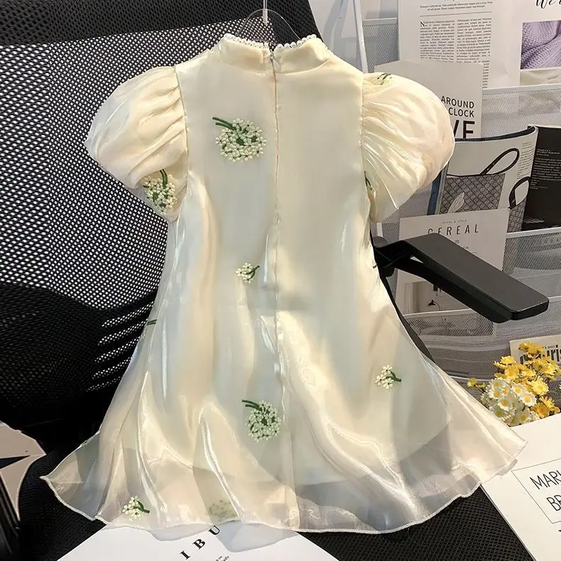 Fashion Girl Dress Summer Chinese Cheongsam Baby Dresses Princess Robe Fille Show Kids Outfit Costume Vestidos Girls Clothes