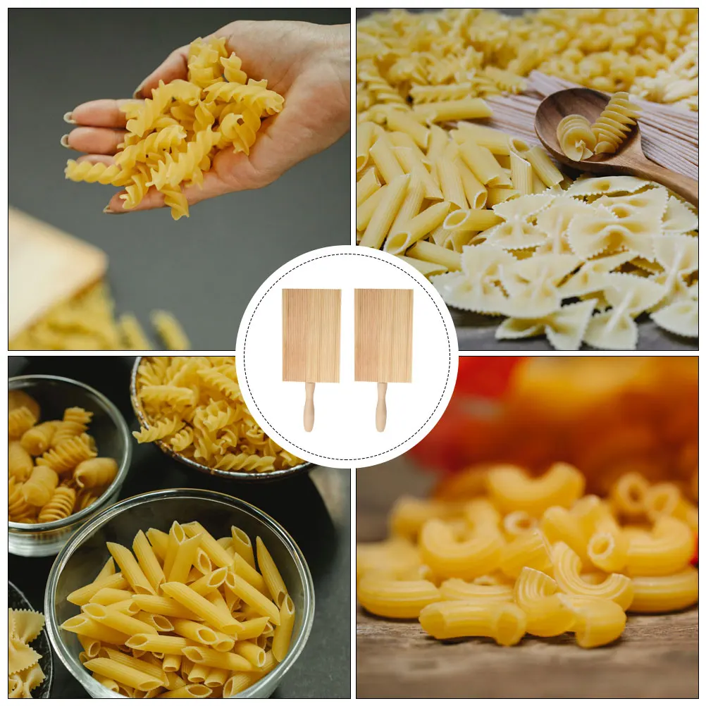 

2 Pcs Pasta Maker Wood H Tool for Home Kitchen Shaanxi Pasta Maker Noodle Rubbing Board Stencils