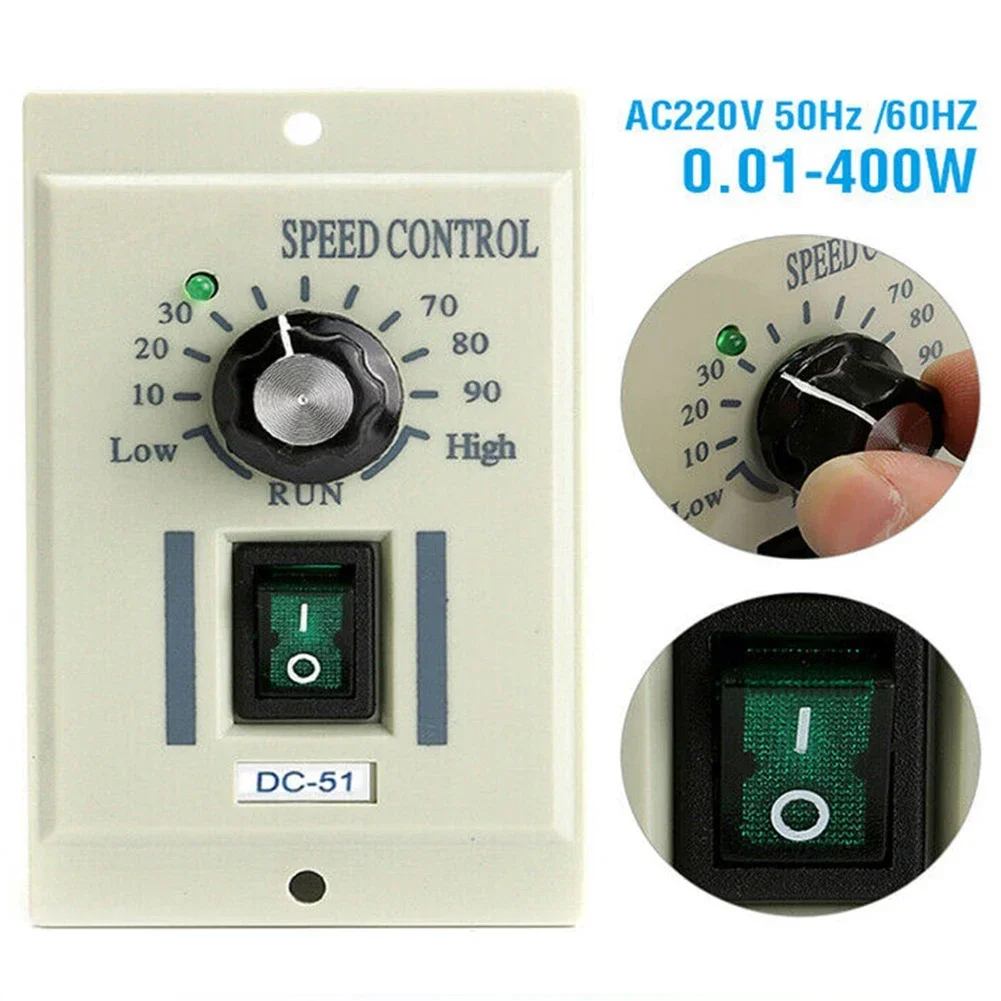 

DC Motor Speed Controller AC 220V 400W Knob Motor Speed Regulator 100×60×112mm 50Hz DC 0-90V Variable Adjust Lathe Control