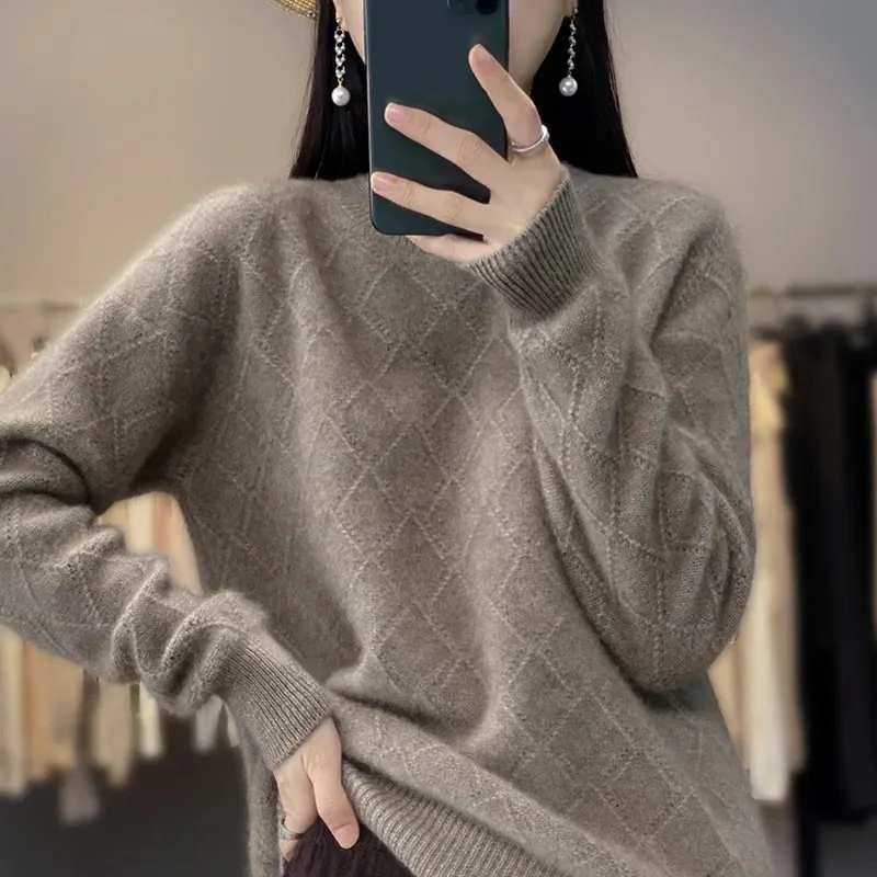 2024 New cashmere sweater women\'s sweater in autumn and winter 100% merino wool fashion O-neck autumn warm pullover top