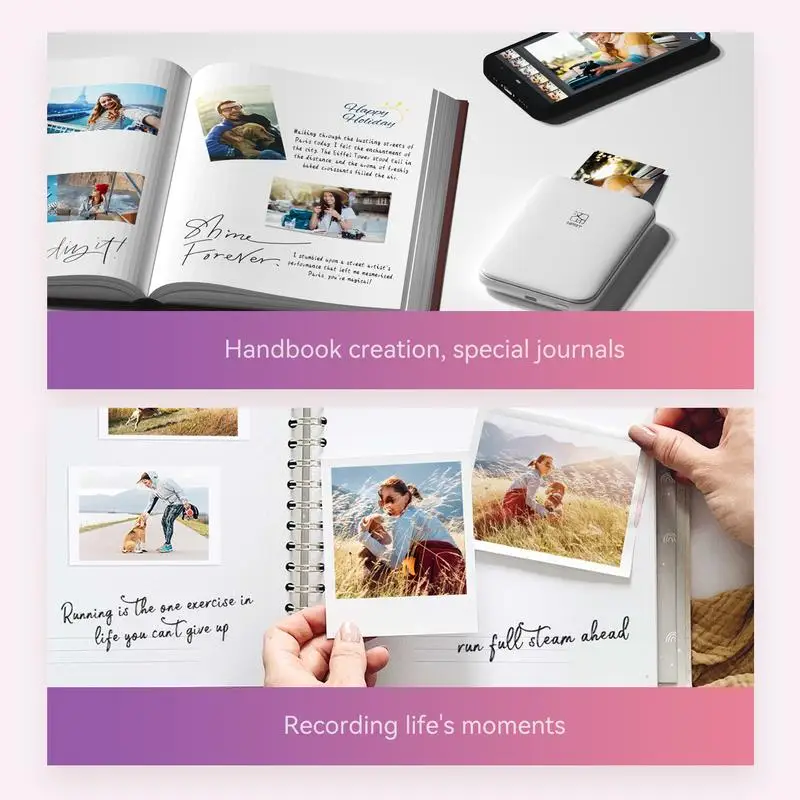 Mini Bluetooth Photo Printer, Portable Wireless 2x3 Inch Sticker Printer, Instant Color Photos, Compatible with iPhone & Androi