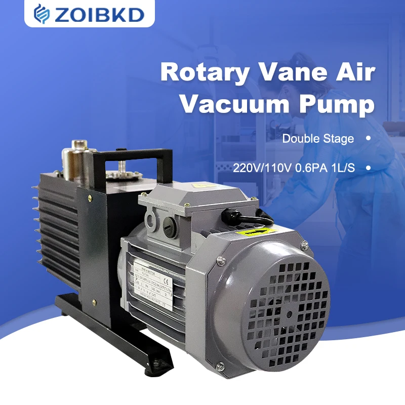 ZOIBKD 220V/110V 1.33PA Double Stage Rotary Vane Air Vacuum Pump for Chemical Reactor Vacuum Evacuation (1L/s 0.18KW 2XZ-1)