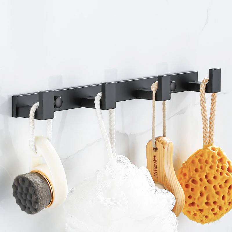 Household Wall Coat Rack Black Hooks For Hangging Clothes Towel Hanger Bathroom Robe Hook Heavy Duty Kitchen Accessories