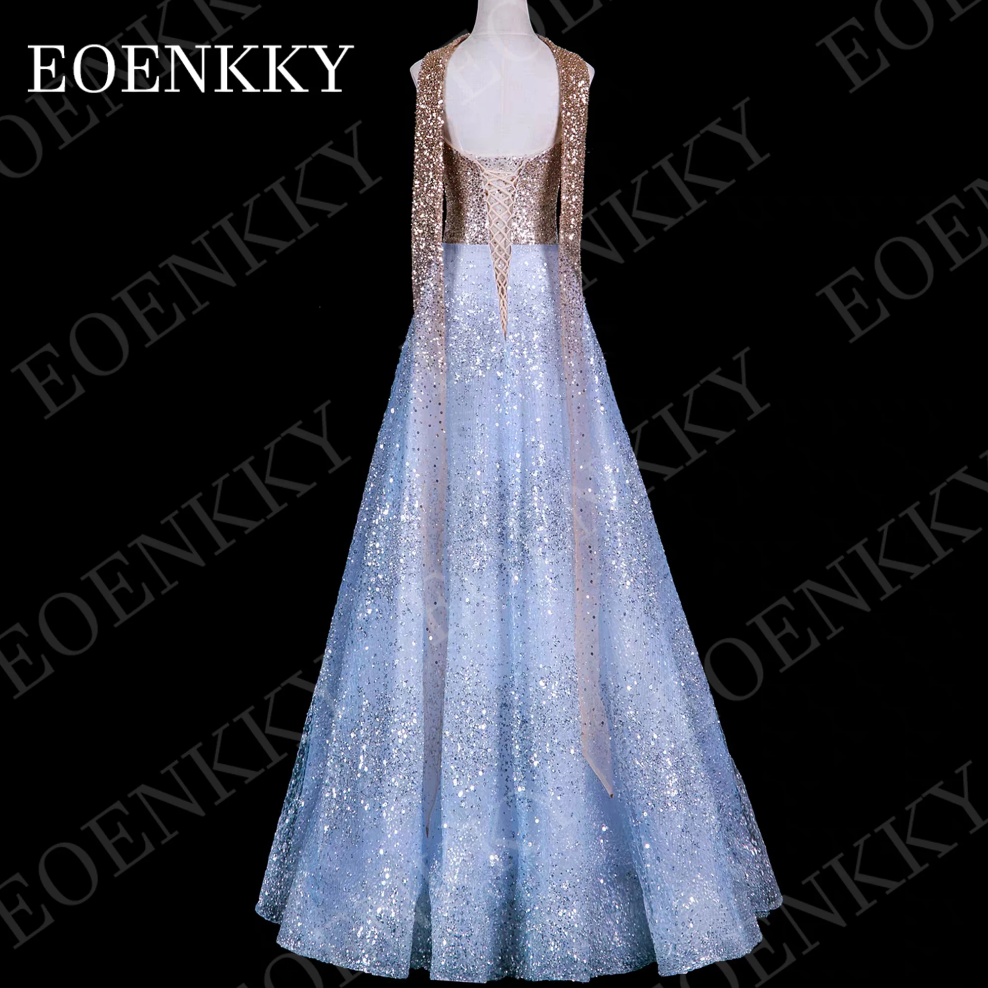EOENKKY Evening Dresses Sequined Prom Gowns Customized Luxury Sparkly A Line Formal Party Dress Woman Glitter Tulle فساتين سهره