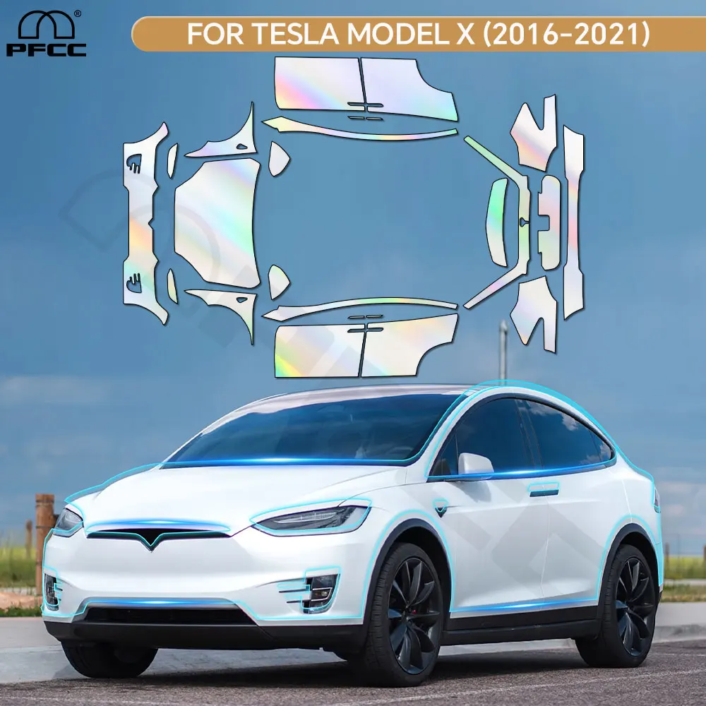 

For Tesla Model X 2016-2021 Pre-cut TPU Car Body Paint Protection Film PPF Transparent Sticker Kit Car Door Covers Anti-Scratch