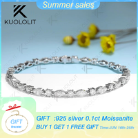 Kuololit 6.8CTW MoissaniteTennis Bracelet for Women Solid 18K 14K 10K 585 Yellow Gold D VS1 Diamond Bracelet for Christmas Gifts