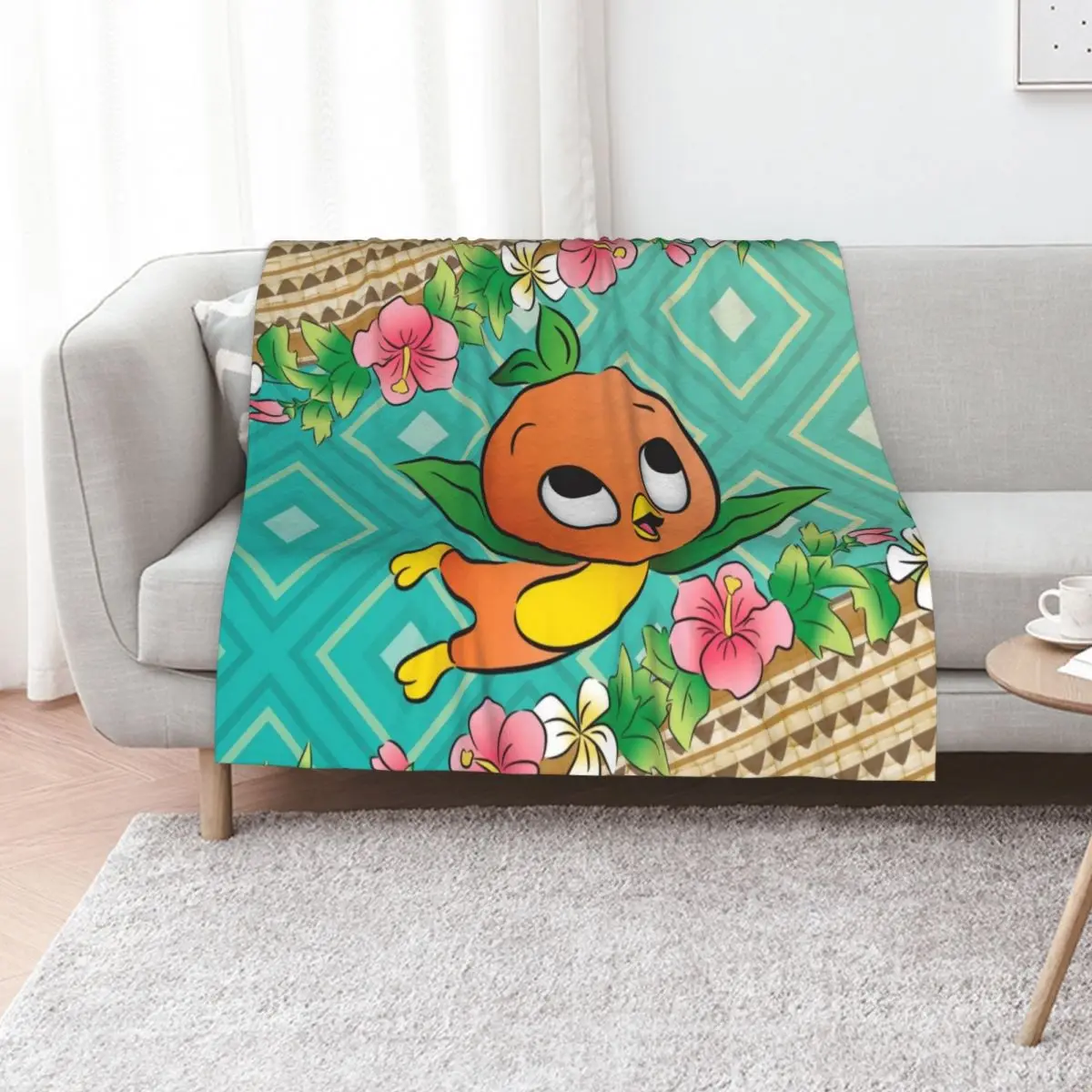 Coperta da tiro con uccello arancione turco tropicale, divano, biancheria da letto pelosa, coperte di design di lusso