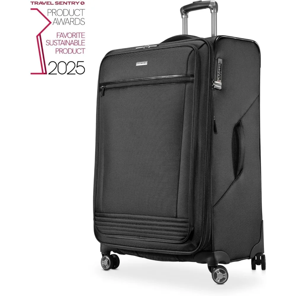 مجموعة أمتعة خفيفة الوزن صديقة للبيئة، مادة PET معاد تدويرها مستدامة، حزمة حقيبة جانبية ناعمة مكونة من قطعتين