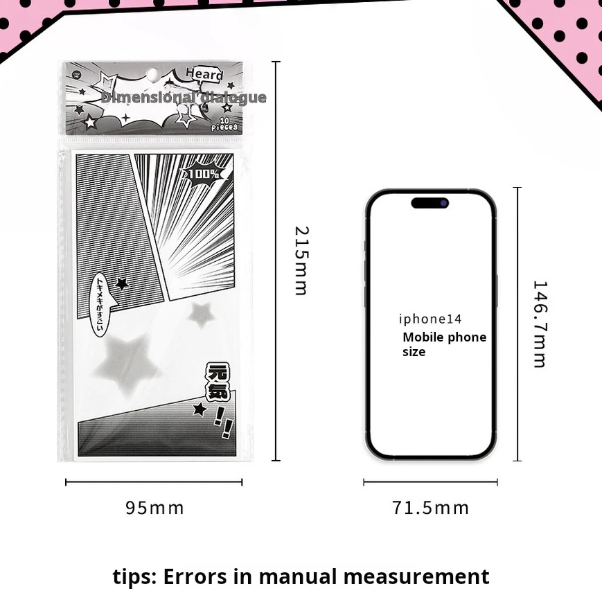 10Pcs Cute Material Pack Dimension Dialogue Series Pack DIY Background Base Decoration Card Kawaii Message Fixed Board