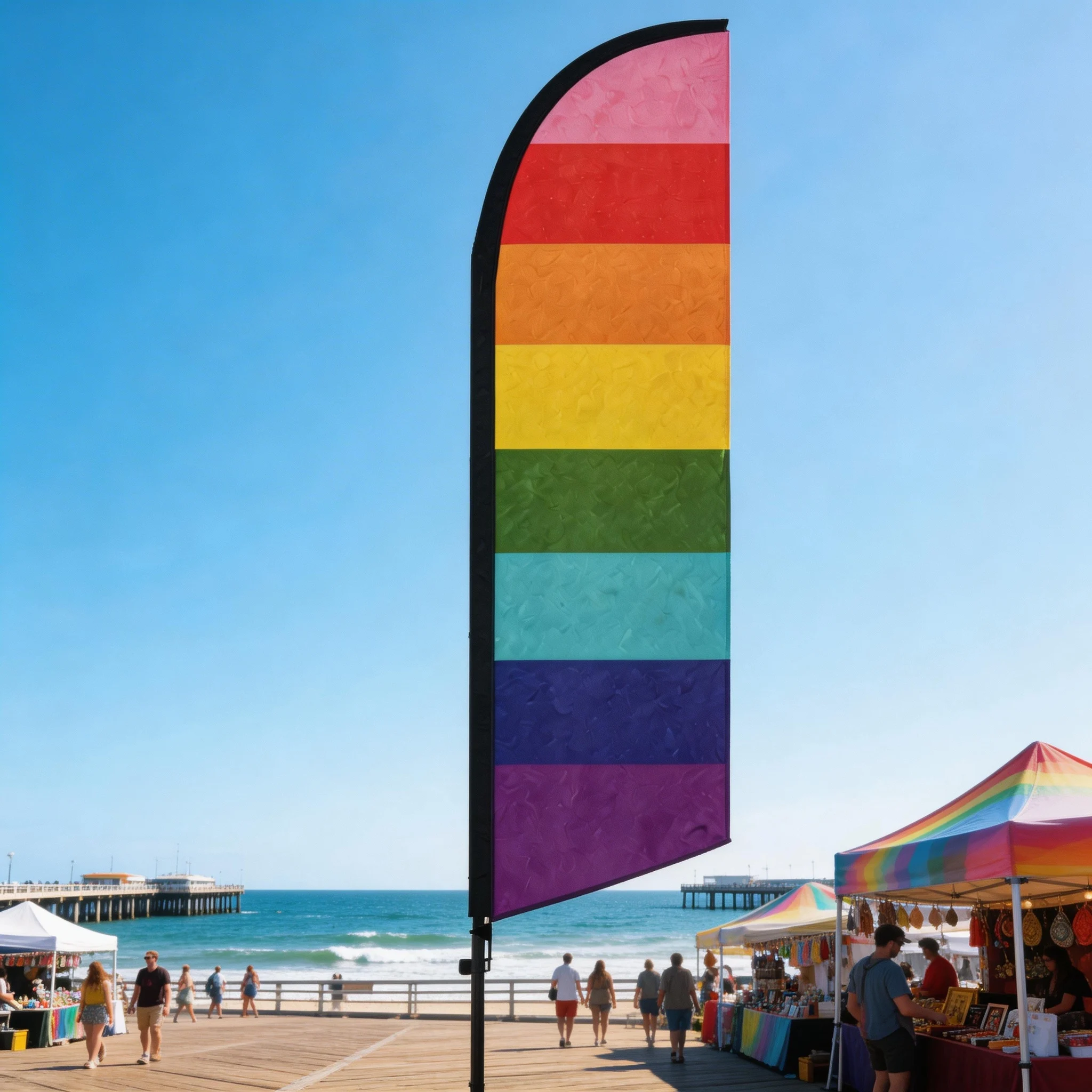 1pc Rainbow-Themed feather Flag, NO FLAGPOLE, Polyester Single-Sided Display, Ideal for Entrances, Art Markets, Community Events