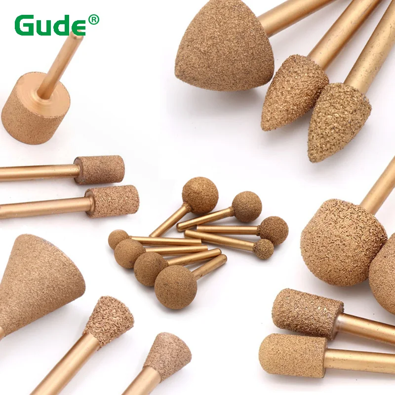 

1Pc 6mm Shank Brazed diamond grinding head 46# 100# Burrs Engraving Drill Bits Ball/cylindrical/bullet shaped