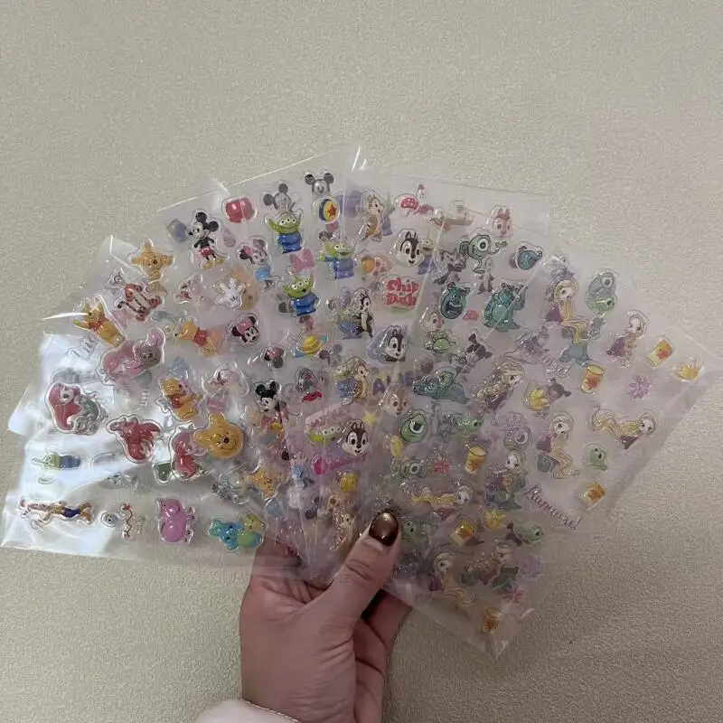 Nuevas pegatinas 3D de Disney Mickey Mouse, serie de princesas sirenas, pegatinas de juguete, decoración periférica de Anime, regalo de cumpleaños para niñas