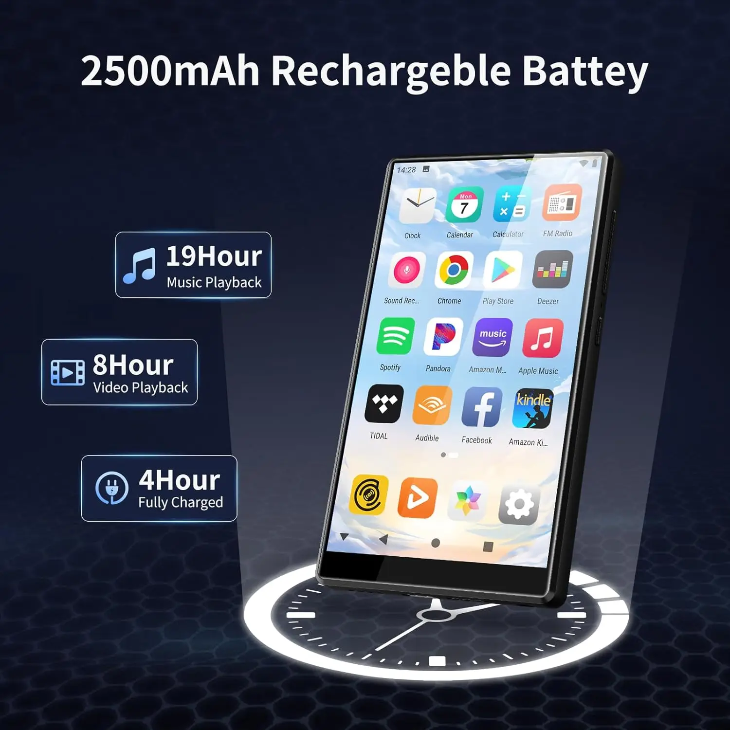 مشغل MP3 مزود بتقنية البلوتوث وواي فاي، أويلسكي (64 جيجابايت + 16 جيجابايت) 4.7 بوصة مع سبوتيفي، مشغل Amazon Music 1080P Android MP4، حتى 1 تيرابايت #5