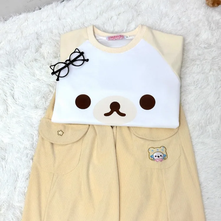 Japanese Kawaii Cartoon Little Bear Sweatshirts Y2k E-Girl O-neck All-match Loose Tops Women 2024 New Long Sleeve Pullovers