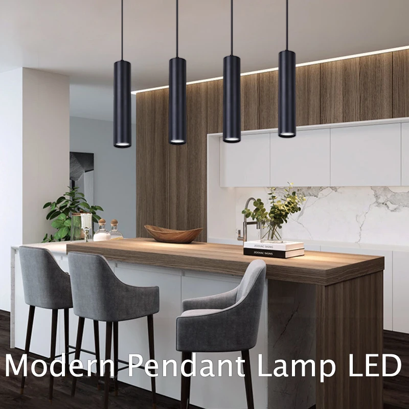 Pendant Lamp LED Ceiling Chandelier Modern 2024 Lustre Living Room Kitchen Dining Light 160-300mm Luxury Long Tube Hanging Lamps