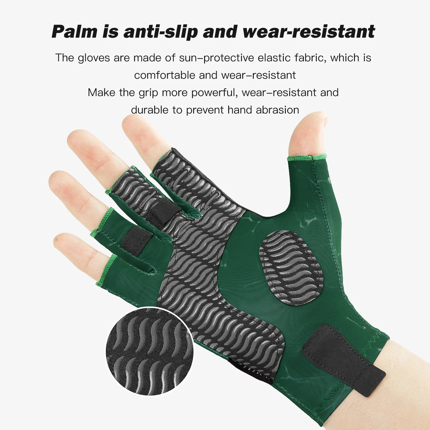 Gants de pêche de cyclisme en plein air, appâts antiadhésifs demi-doigt, gants de gymnastique résistants à l'usure et antidérapants