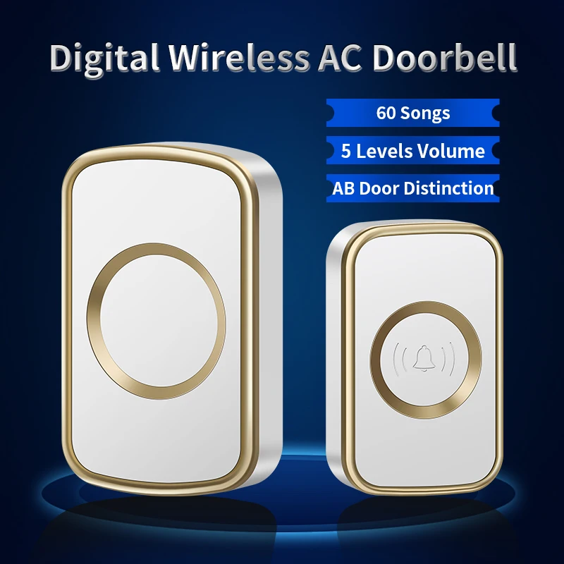 CACAZI Smart Wireless Doorbell Waterproof US EU UK AU Plug 300 Meters Remote Control Intelligent Home LED Light Door Bell Chime