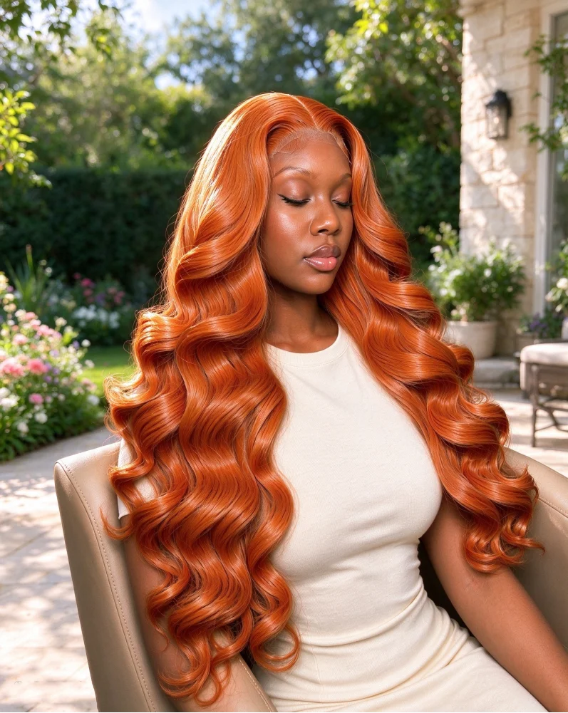 Ginger Orange 13x6 Lace Front Wigs Human Hair 230 Density Body Wave Wig 350 Colored 13x4 Human Hair Wig Pre Plucked
