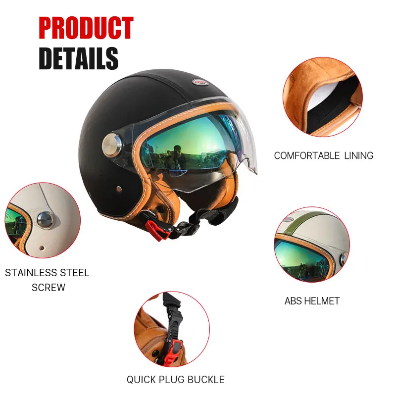 대만 빈티지 오토바이 헬멧, 높은 외관, 레벨 페달 스쿠터, 3/4 하프 헬멧, 남녀공용 사계절