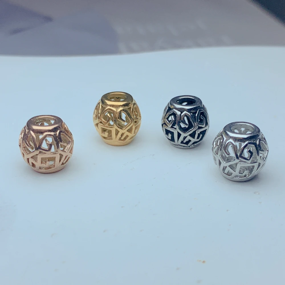 

5Pcs Round Ball Stainless Steel Beads Geometric Stripe Spacer Charms Jewelry Making DIY Women Necklace Bracelet Accessories