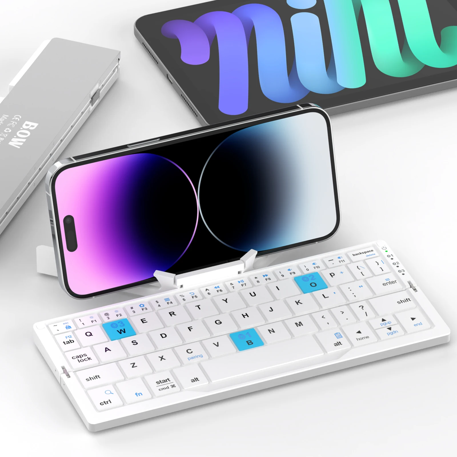 

Folding Mini Wireless BT Keyboard With Magnetic Stand Aluminum Alloy Keypad For iPad iPhones Samsung Tablet Rechargeable Keypad