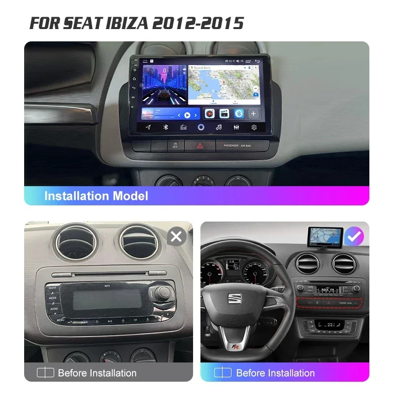 Android Car Radio for Seat Ibiza 2012 - 2015 Carplay Auto Multimedia Player Car Electronic Devices Stereo GPS Navigation Netflix