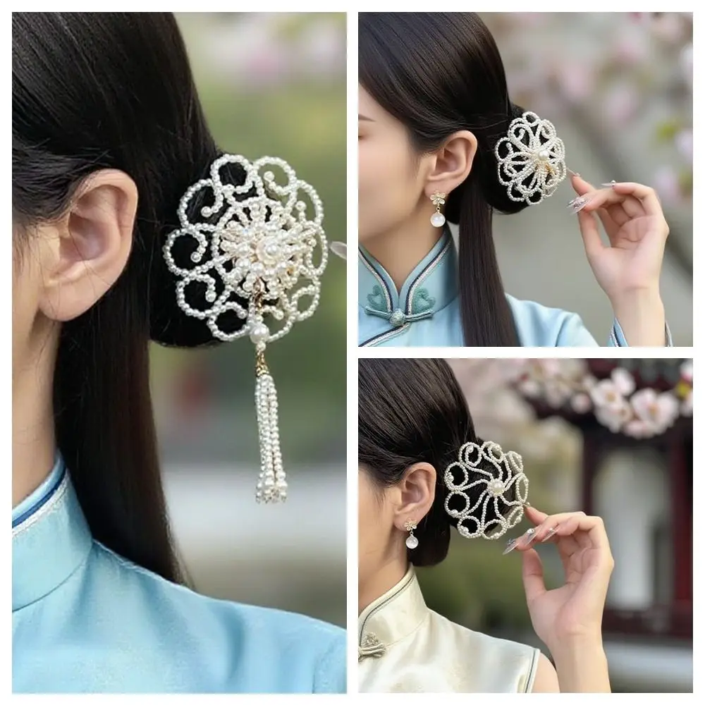 Elegante estilo antigo estilo chinês grampo de cabelo pérola acessórios para o cabelo cheongsam headwear vintage borla hanfu hairpin feminino