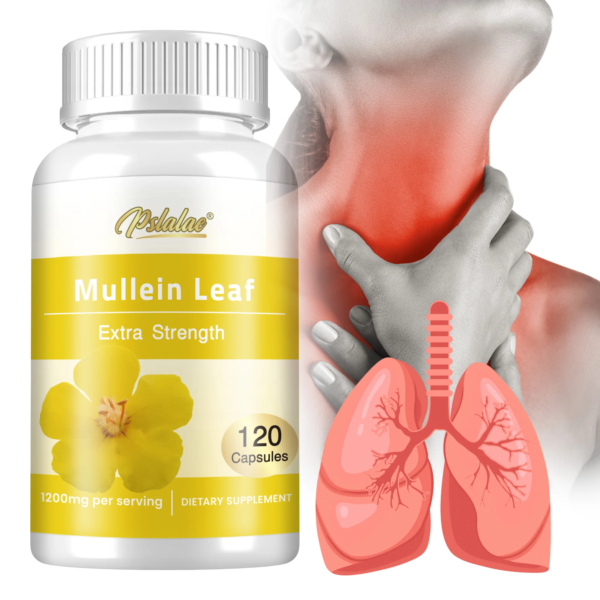 

Mullein Leaf Capsules - for Lung Cleanse, Cough Relief, Support Healthy Respiratory Function & Mucous Membranes, Immune Support