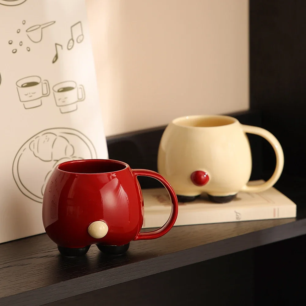 Creative Relief Ceramic Mugs Cute Contrast Color Handgrip Porcelain Homehold Drinkware Breakfast Yogurt Milk Coffee Mug Cups