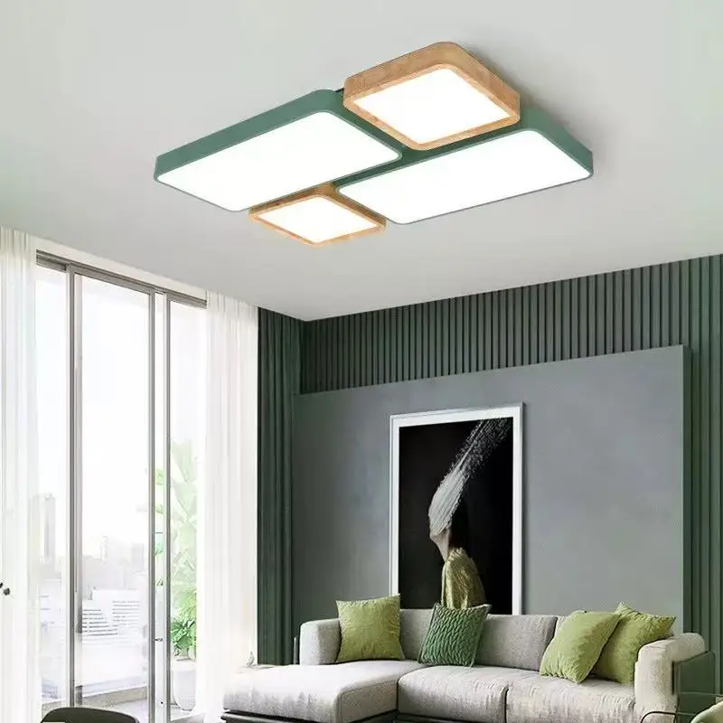 

Geometric Design Wooden LED Ceiling Light Modern Living Room Bedroom Kitchen Children's Room Home Decoration Lighting Fixtures