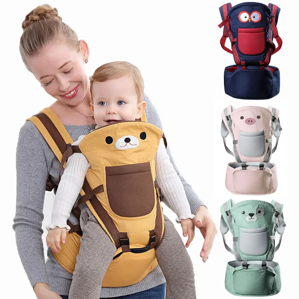 Multifunctionele cartoon beer baby heupdrager rugzak voor pasgeboren baby peuter jongens voorvak opslag 0-36M 4 seizoenen