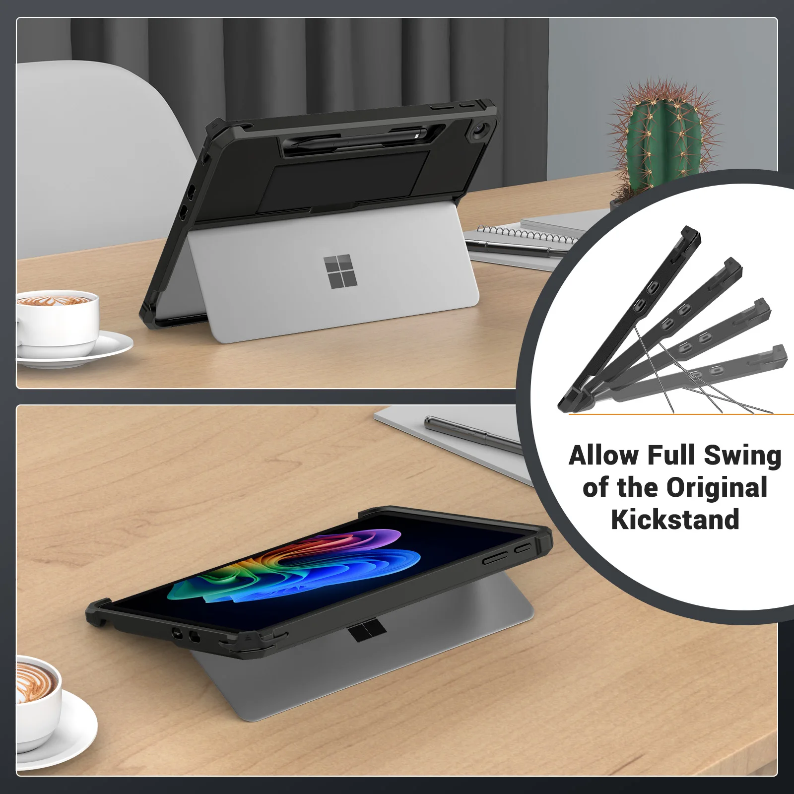 حافظة MoKo لهاتف Microsoft Surface Pro الجديد مقاس 12 بوصة 2025، غطاء متين واقٍ الكل في واحد مع حامل قلم خلفي وحزام يدوي #5