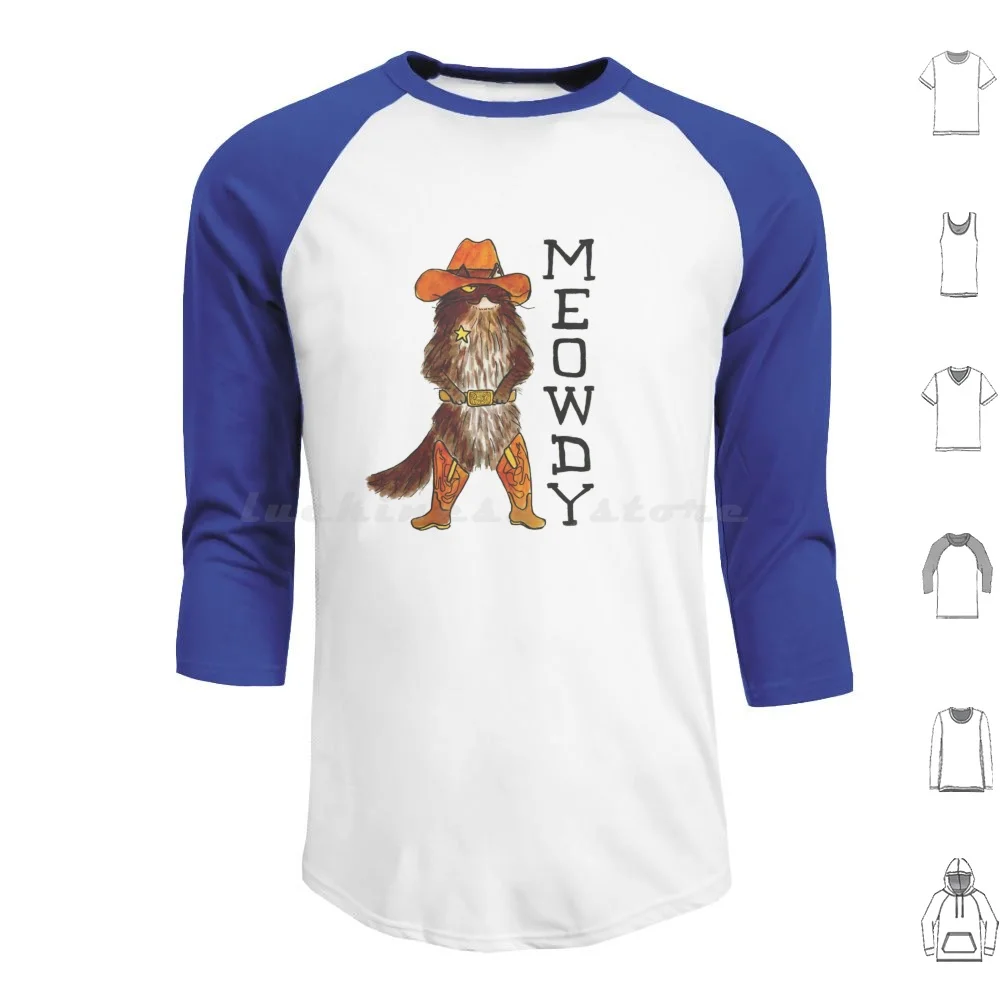 Meowdy! Puss In Boots / Kitty In A Cowboy Hat Hoodies Long Sleeve Meowdy Howdy Texas Southern Puss In Boots Cat Hat