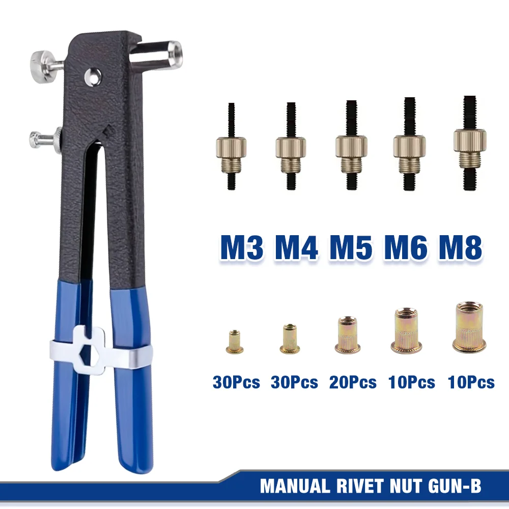 1 ensemble Pistolet à rivets manuel M3 M4 M5 M6 M8 Multi-spécifications, Machine à riveter domestique sans fil, Outils de rivetage à tirer
