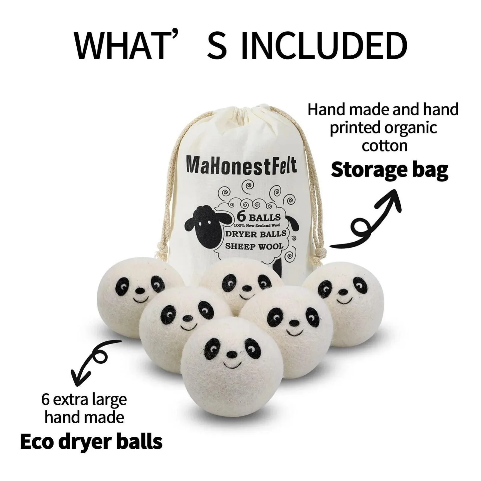 Wool Dryer Balls, Natural Fabric Softener,Laundry Reusable Reduce Clothing Wrinkles, Saves Drying Time, Washing Machine Accessor