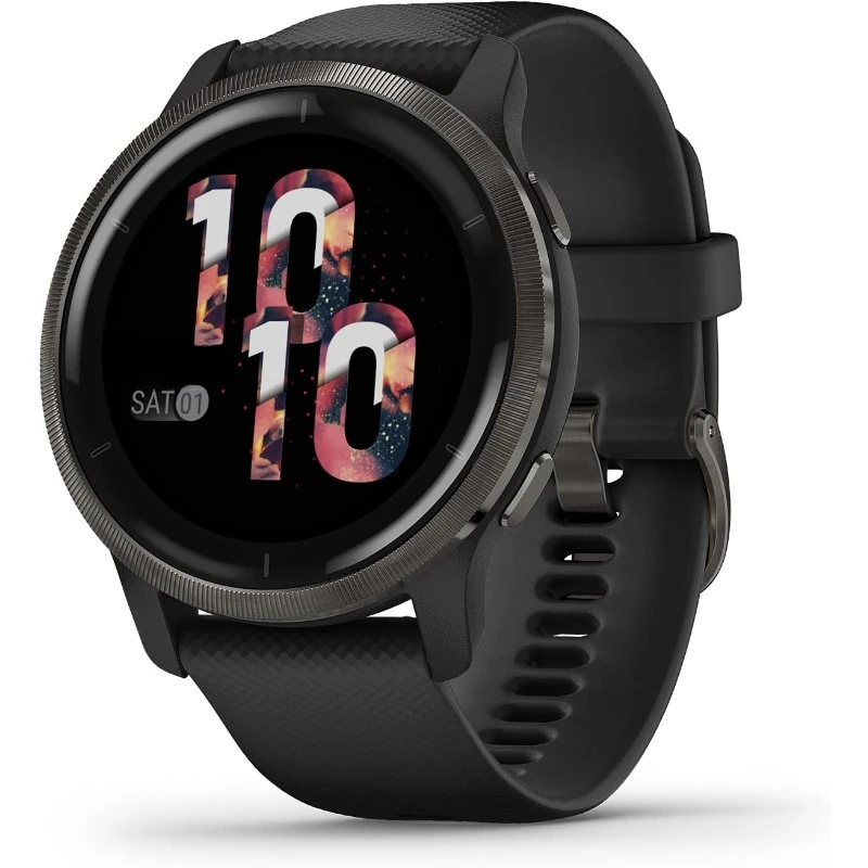 Smaller-sized GPS Smartwatch with Advanced Health Monitoring and Fitness Features, Slate Bezel with Graphite Case