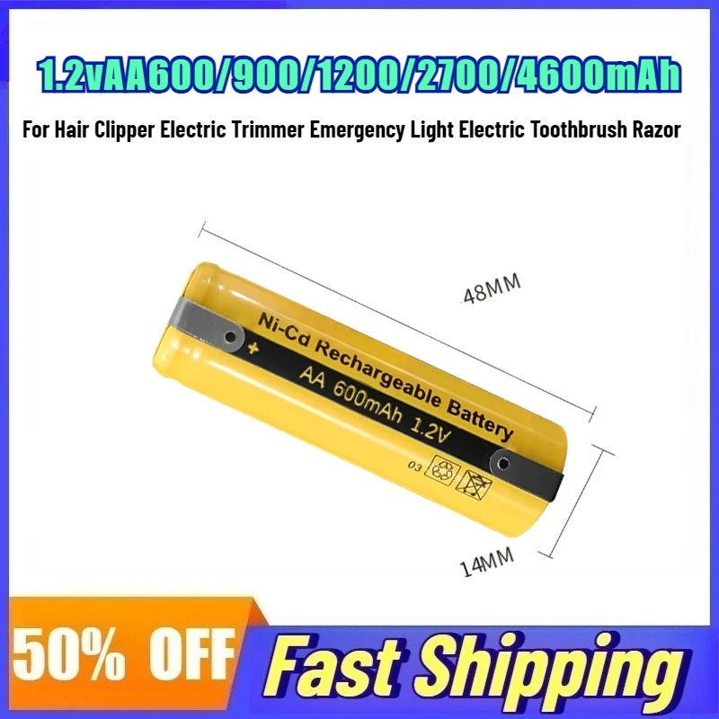 

AA 1.2V 600/900/1200/2700mAh Rechargeable Battery for Hair Clipper Electric Trimmer Emergency Light Electric Toothbrush Razor
