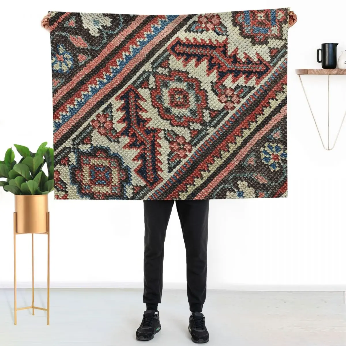 Decorative Kilim, Navaho Weave, Woven Textile Throw Blanket for babies Polar Flannel anime Plaid on the sofa Quilt Blankets