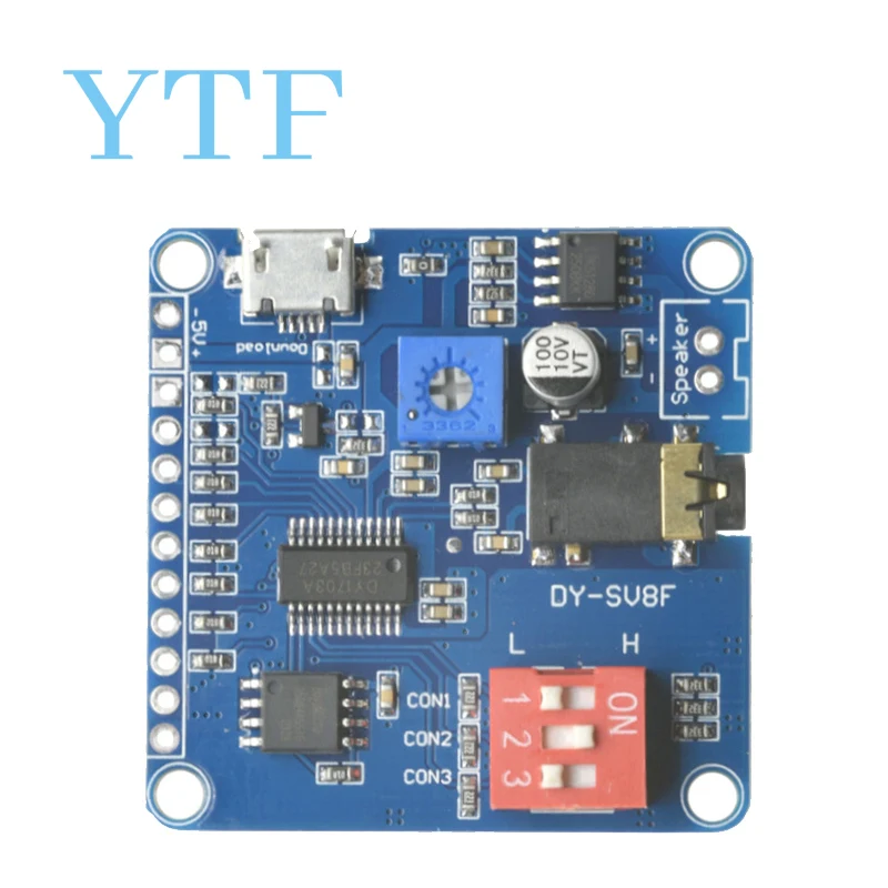 Voice Sound Playback Module Arduino MP3 Player Module UART I/O Trigger Class D Amplifier Board 5W 8M Storage DY-SV8F SD/TF Card