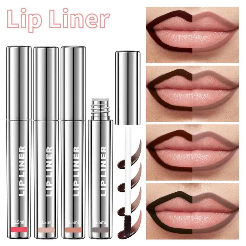4 colori Peel Off Lip Liner Matita per labbra opaca altamente pigmentata Tattoo Matita per labbra impermeabile a lunga durata Lucidalabbra antiaderente